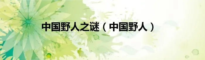 中国野人之谜（中国野人）