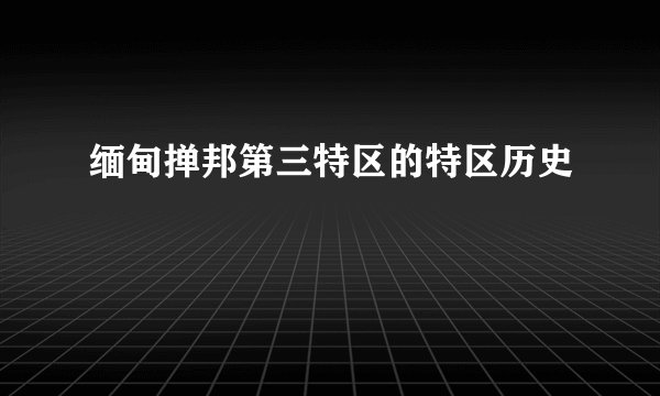 缅甸掸邦第三特区的特区历史