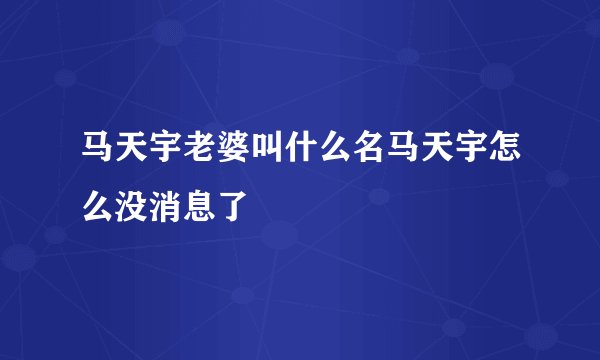 马天宇老婆叫什么名马天宇怎么没消息了