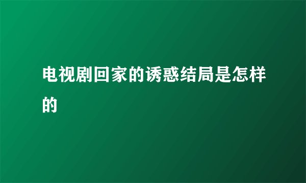 电视剧回家的诱惑结局是怎样的