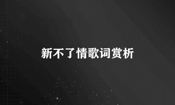 新不了情歌词赏析