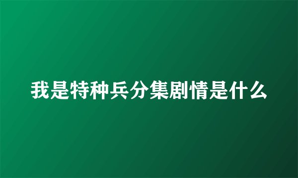 我是特种兵分集剧情是什么