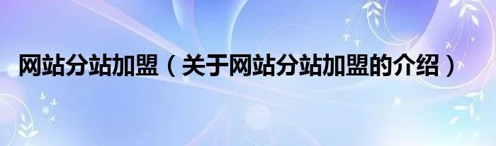 网站分站加盟（关于网站分站加盟的介绍）