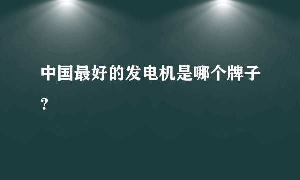 中国最好的发电机是哪个牌子？