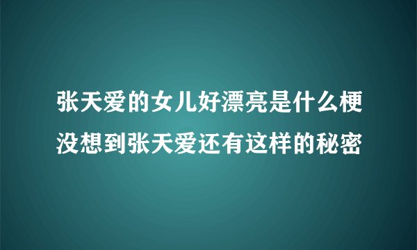 张天爱的女儿好漂亮是什么梗没想到张天爱还有这样的秘密