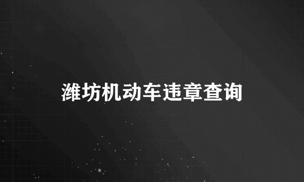潍坊机动车违章查询