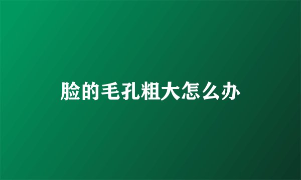 脸的毛孔粗大怎么办