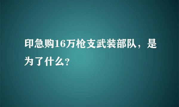 印急购16万枪支武装部队,是为了什么?