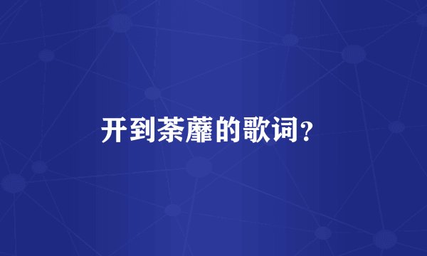 开到荼蘼的歌词？