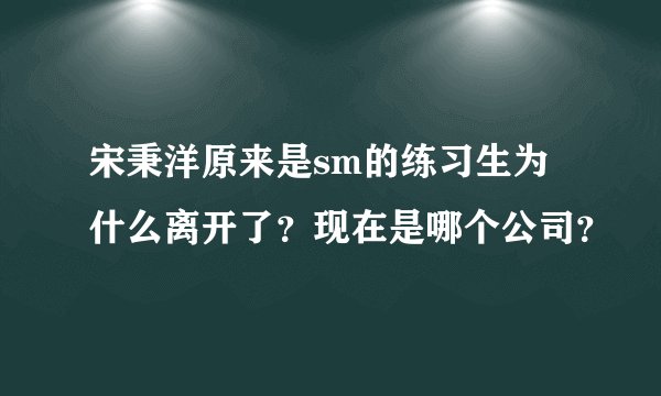 宋秉洋原来是sm的练习生为什么离开了？现在是哪个公司？