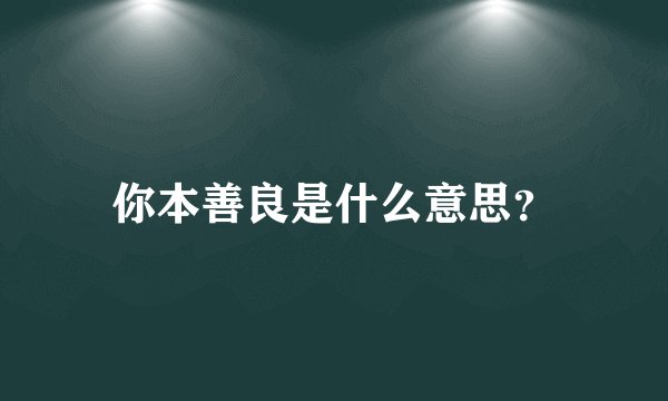 你本善良是什么意思？