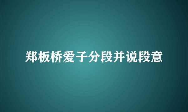 郑板桥爱子分段并说段意