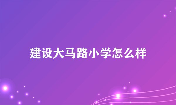 建设大马路小学怎么样