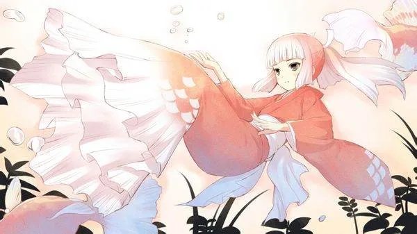 漂亮的红尾美人鱼，或者红鲤鱼图，最好是动漫图