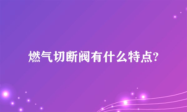 燃气切断阀有什么特点?