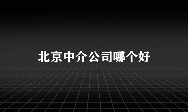 北京中介公司哪个好