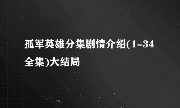 孤军英雄分集剧情介绍(1-34全集)大结局