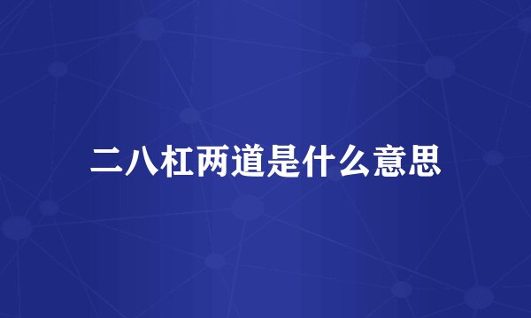 二八杠两道是什么意思