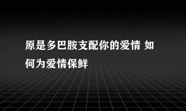 原是多巴胺支配你的爱情 如何为爱情保鲜