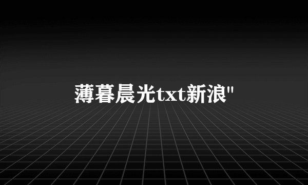 薄暮晨光txt新浪