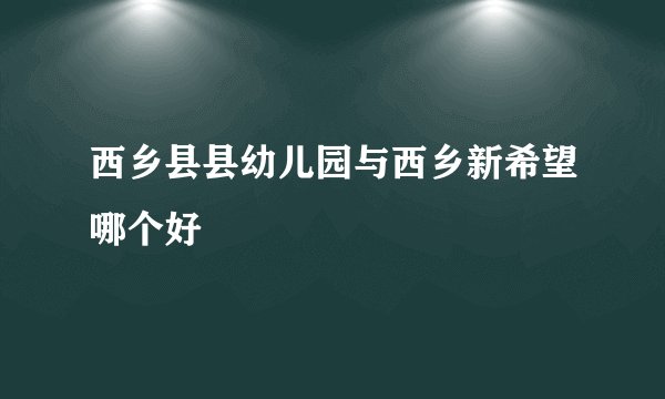 西乡县县幼儿园与西乡新希望哪个好