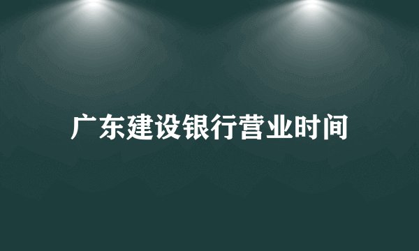 广东建设银行营业时间