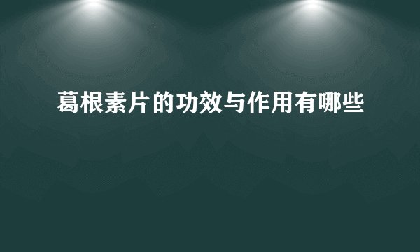 葛根素片的功效与作用有哪些
