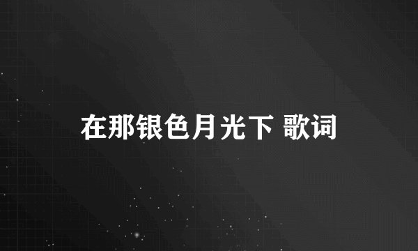 在那银色月光下 歌词