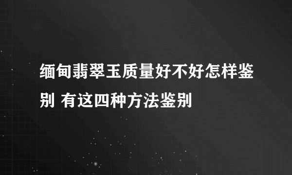 缅甸翡翠玉质量好不好怎样鉴别 有这四种方法鉴别