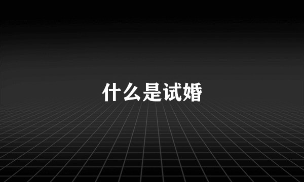什么是试婚