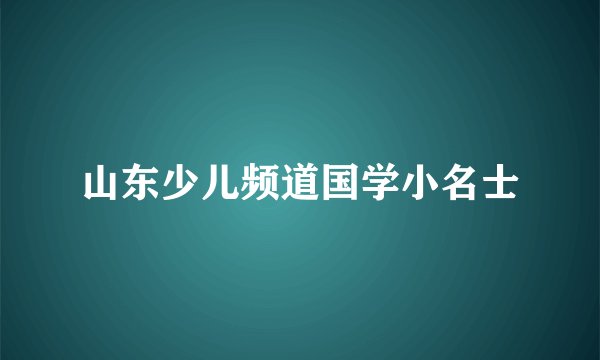 山东少儿频道国学小名士