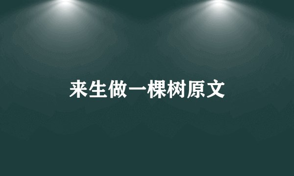来生做一棵树原文