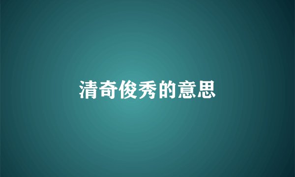 清奇俊秀的意思