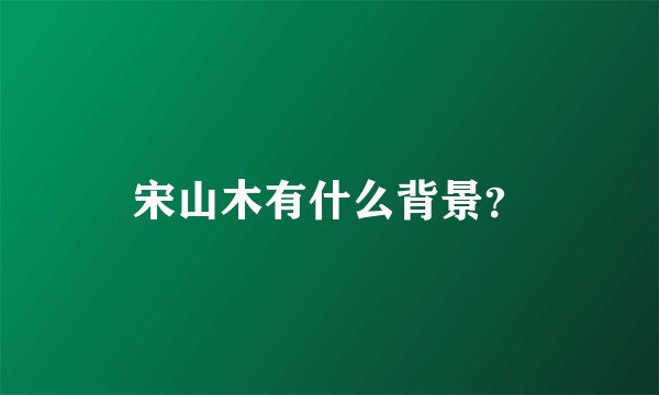 宋山木有什么背景？