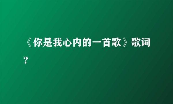 《你是我心内的一首歌》歌词？