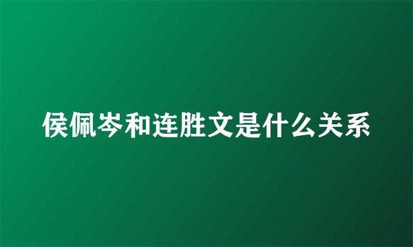 侯佩岑和连胜文是什么关系