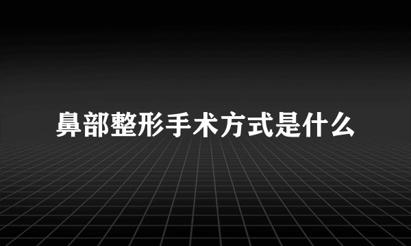 鼻部整形手术方式是什么