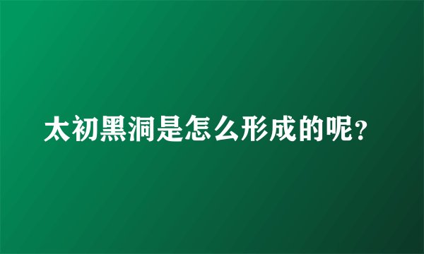 太初黑洞是怎么形成的呢？