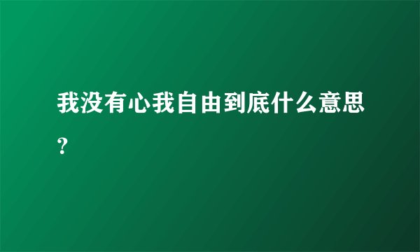 我没有心我自由到底什么意思？