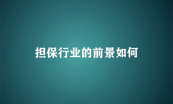 担保行业的前景如何