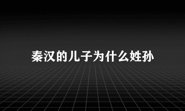 秦汉的儿子为什么姓孙