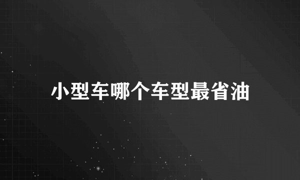 小型车哪个车型最省油