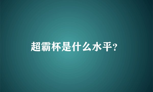 超霸杯是什么水平？