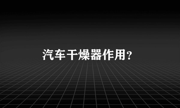 汽车干燥器作用？