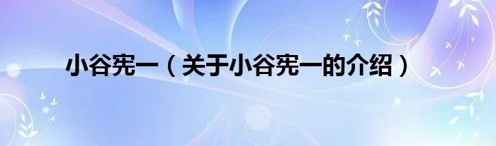 小谷宪一（关于小谷宪一的介绍）