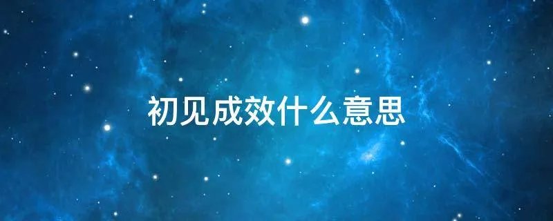 初见成效什么意思