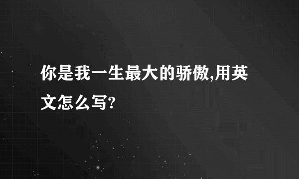 你是我一生最大的骄傲,用英文怎么写?