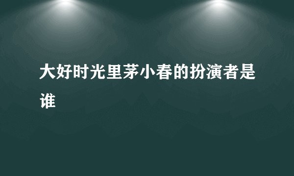 大好时光里茅小春的扮演者是谁