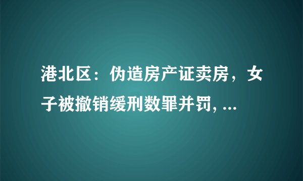港北区：伪造房产证卖房，女子被撤销缓刑数罪并罚, 你怎么看？
