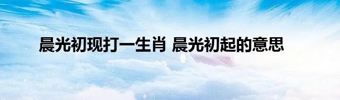 晨光初现打一生肖 晨光初起的意思